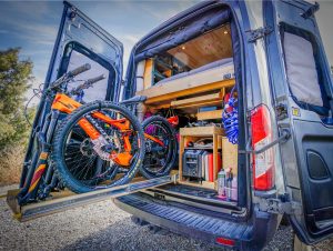 Garage DIY Van Conversion Mountain Bike Heading