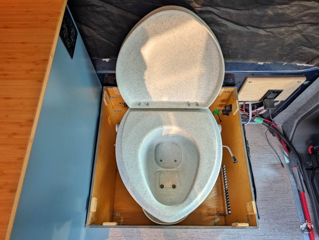 Close-up of a Nature's Head toilet after nine years of use — no visible wear
