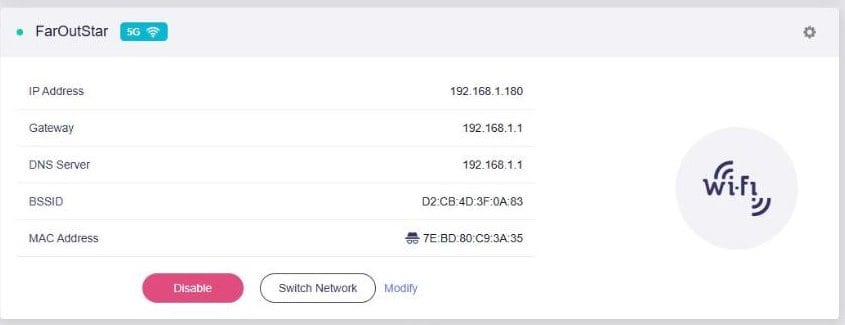 GL.iNet X3000 Repeater card connected to the Starlink dish Wi-Fi network